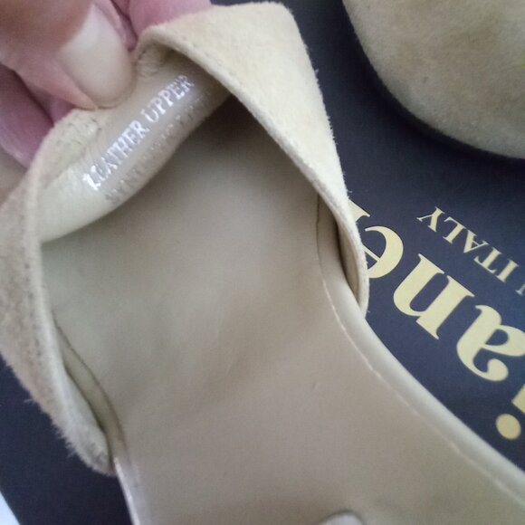 Fabianelli Beige Suede Ankle Strap Block Heel Sandals Sz 38/ 7 -7.5 ITALY - Picture 15 of 16